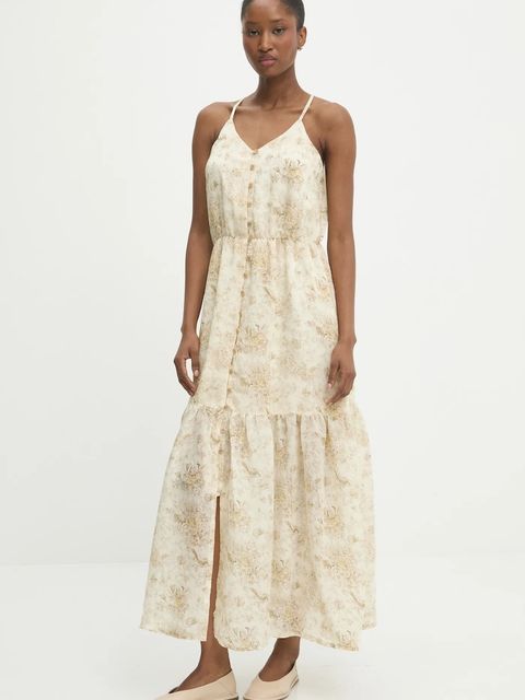 Answear.LAB sukienka kolor beżowy maxi rozkloszowana - zdjęcie produktu nr 1