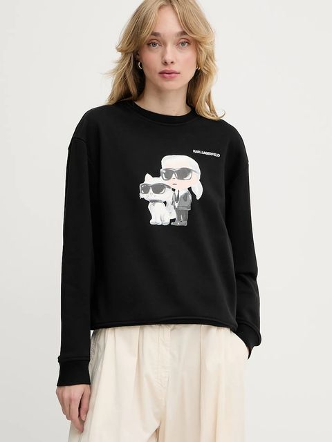 Karl Lagerfeld bluza IKON damska kolor czarny z nadrukiem A3W20057 - zdjęcie produktu nr 1