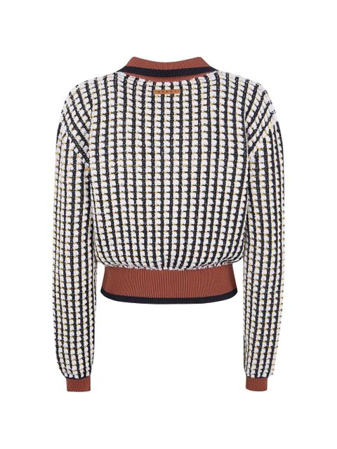 Marni collared grid cotton knitwear - Brown - zdjęcie produktu nr 2