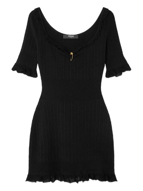 Versace Medusa Safety Pin ribbed-knit mini dress - Black - zdjęcie produktu nr 1