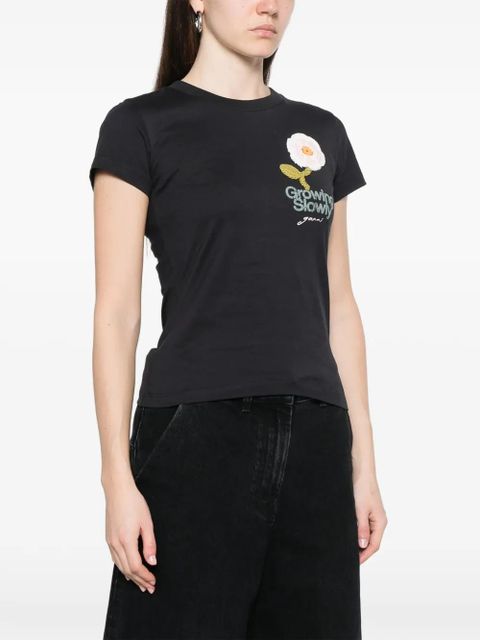 GANNI crochet-patch baby T-shirt - Black