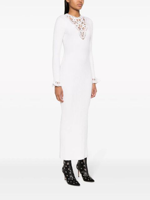 Rabanne open-knit panel midi dress - White
