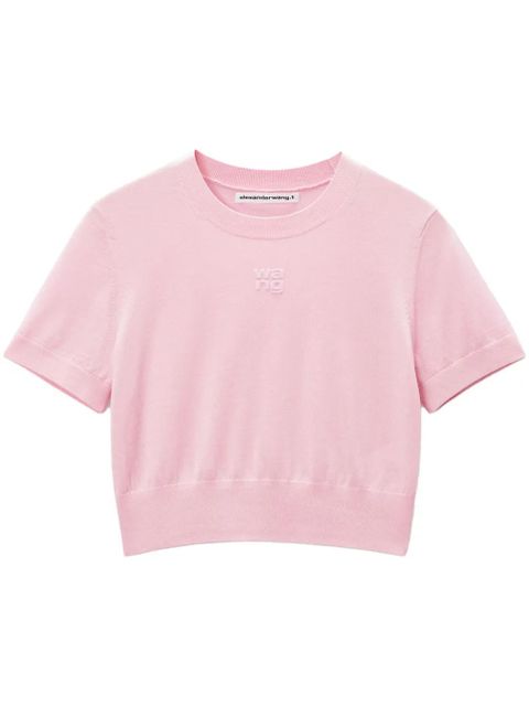 Alexander Wang logo-embossed knitted T-shirt - Pink - zdjęcie produktu nr 1