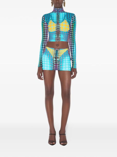 Jean Paul Gaultier zip-up dots-print mini skirt - Blue