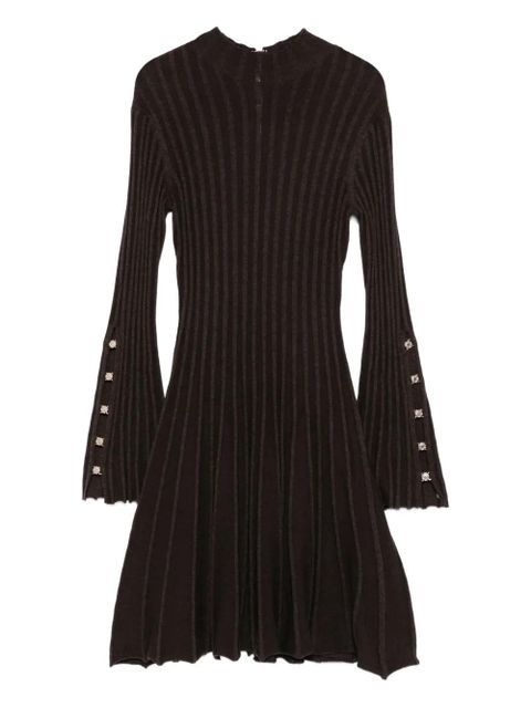 Maje Raffie ribbed-knit bell-sleeve dress - Brown - zdjęcie produktu nr 1