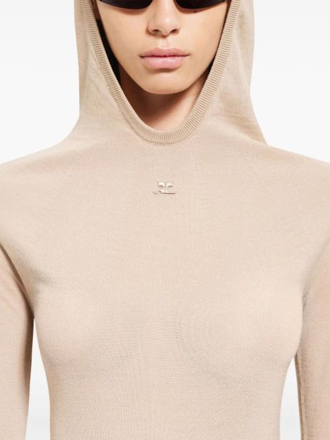 Courrèges hooded knitted top - Neutrals - zdjęcie produktu nr 2