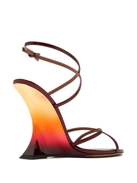 Paris Texas 105mm Nina wrap-around straps wedge heeled sandals - Red