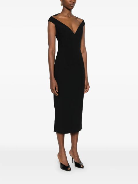 Solace London Monica V-neck midi dress - Black