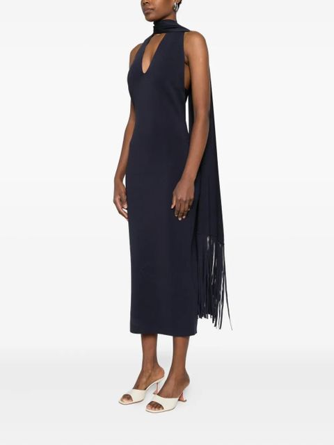 Cult Gaia halterneck fringed dress - Blue