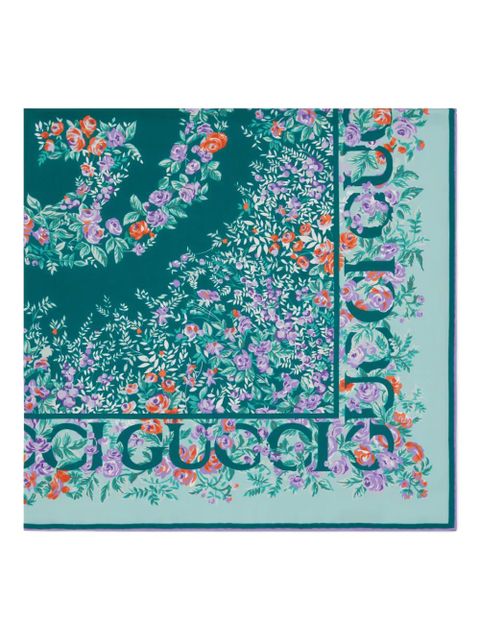 Gucci floral printed twill scarf - Green - zdjęcie produktu nr 2