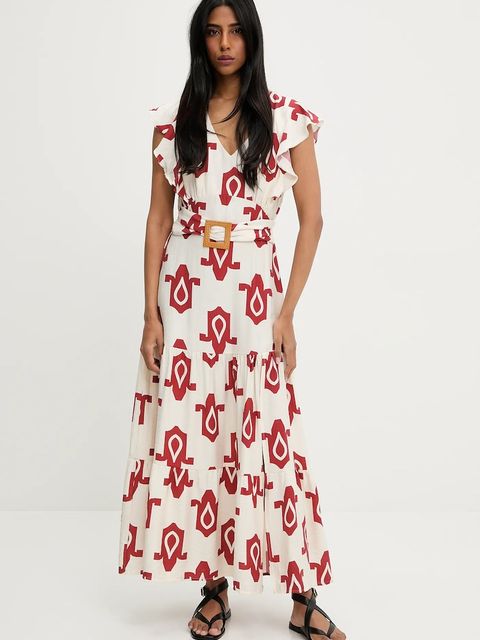 Answear.LAB sukienka kolor czerwony maxi rozkloszowana - zdjęcie produktu nr 1