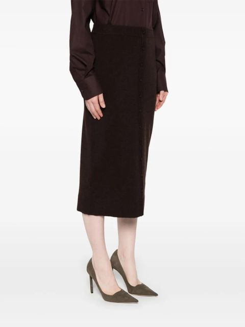 Victoria Beckham button-detail midi skirt - Brown