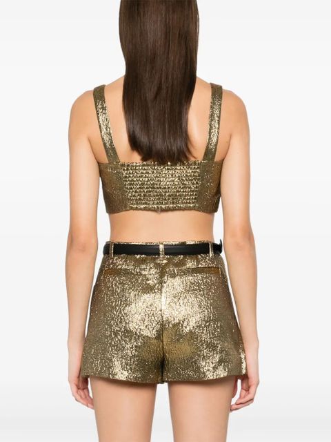Self-Portrait metallic jacquard top - Gold