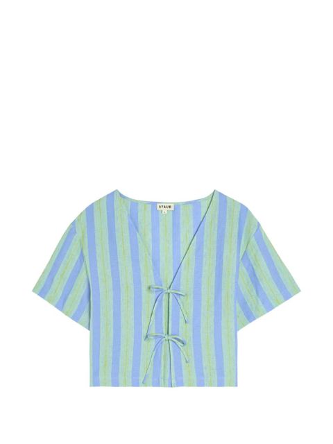 STAUD Ava striped tie-fastening top - Blue - zdjęcie produktu nr 1