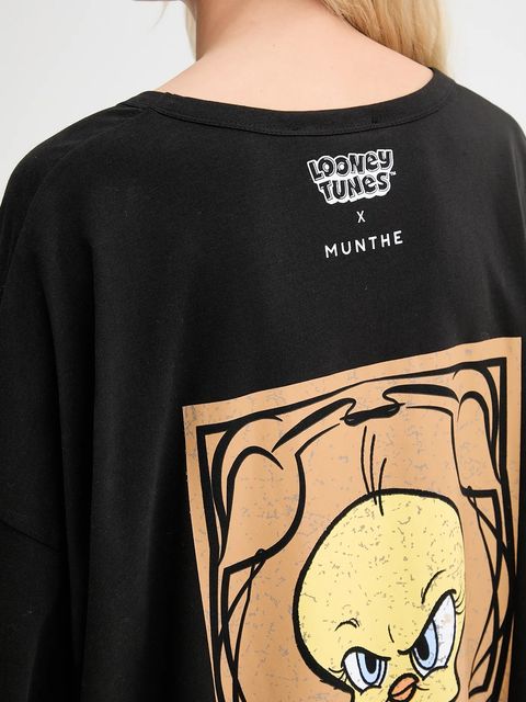 MUNTHE t-shirt bawełniany LYSIS damski kolor czarny 253110525360