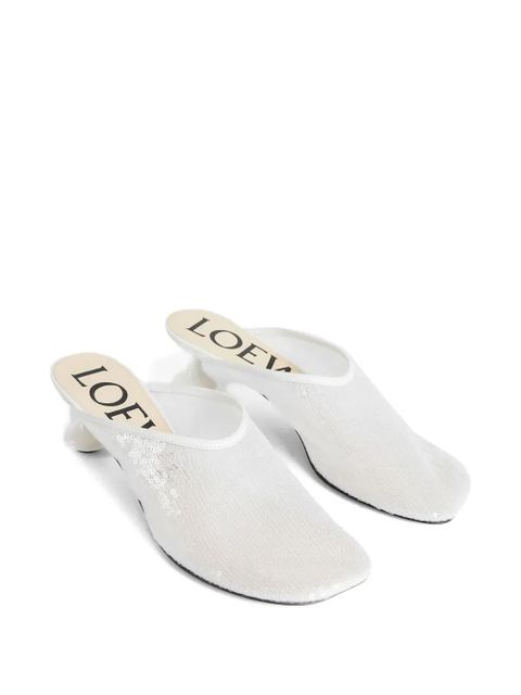 LOEWE 450mm sequin-embellished sculpted-heel mules - White