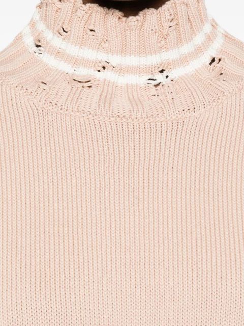 Marni high-neck frayed knitted top - Pink
