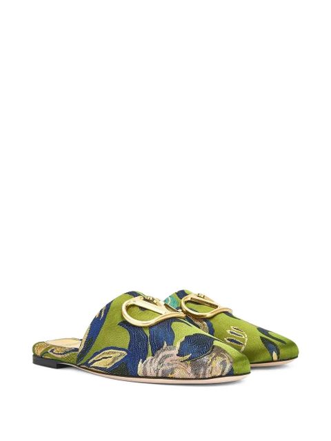 Valentino Garavani VLogo floral mules - Green