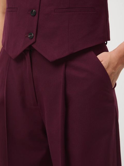 Medicine spodnie z domieszką wełny damskie kolor bordowy szerokie high waist