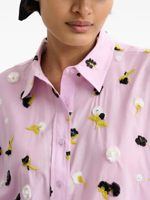 Essentiel Antwerp flower-embroidered button-up shirt - Pink