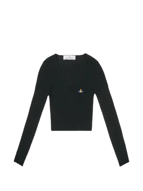 Vivienne Westwood logo-embroidery V-neck sweater - Black - zdjęcie produktu nr 1