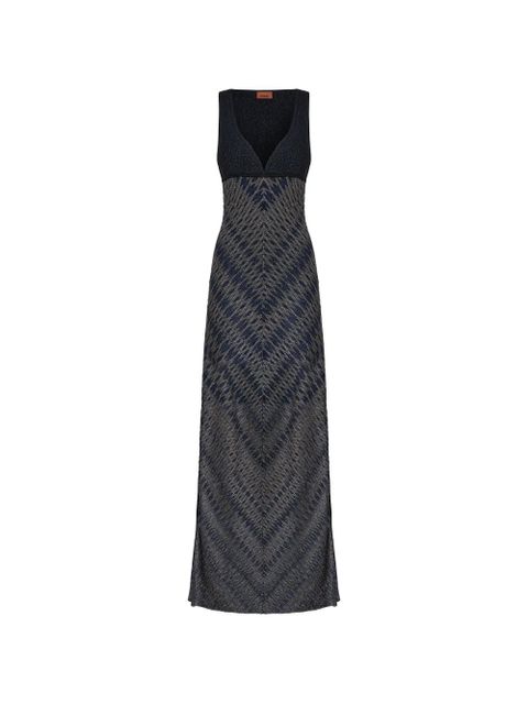 Missoni diamond-patterned V-neck maxi dress - Blue - zdjęcie produktu nr 1