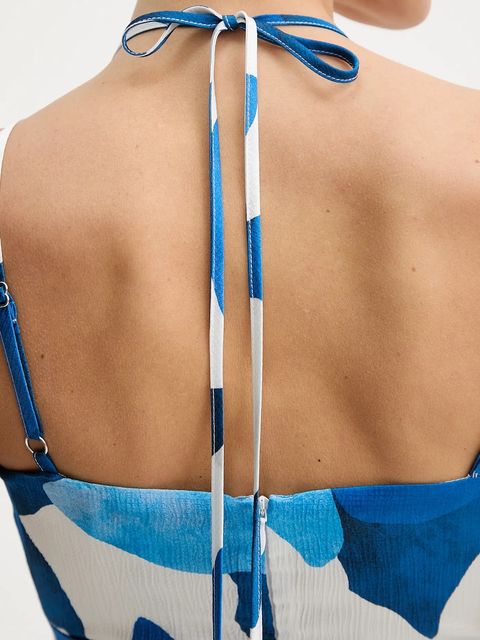 Morgan sukienka kolor niebieski maxi rozkloszowana RSEA.F