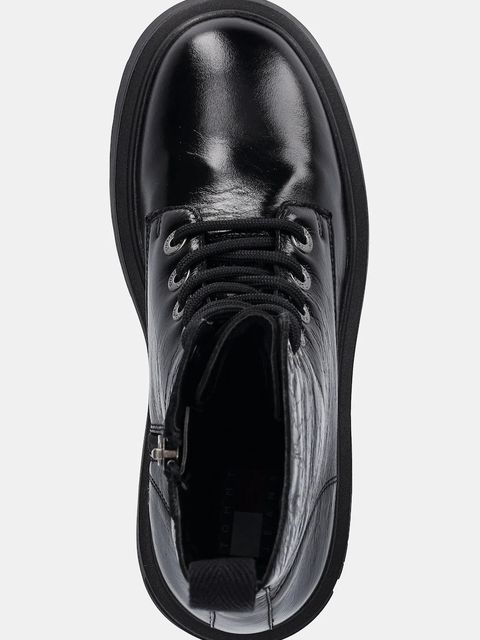 Tommy Jeans workery skórzane TJW CHUNKY SHINY LEATHER BOOT damskie kolor czarny na platformie EN0EN02848