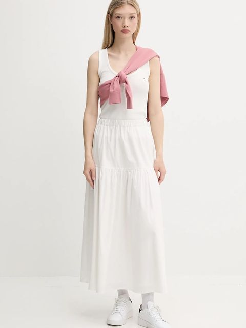 Tommy Jeans spódnica bawełniana kolor biały maxi rozkloszowana DW0DW20980 - zdjęcie produktu nr 2
