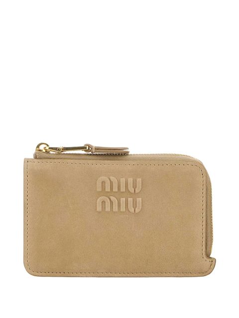 Miu Miu embossed leather card holder - Neutrals - zdjęcie produktu nr 1