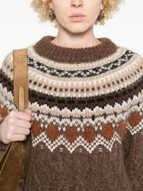 Moncler Grenoble patterned-jacquard sweater - Brown