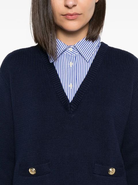 Lauren Ralph Lauren layered-effect button-detail sweater - Blue