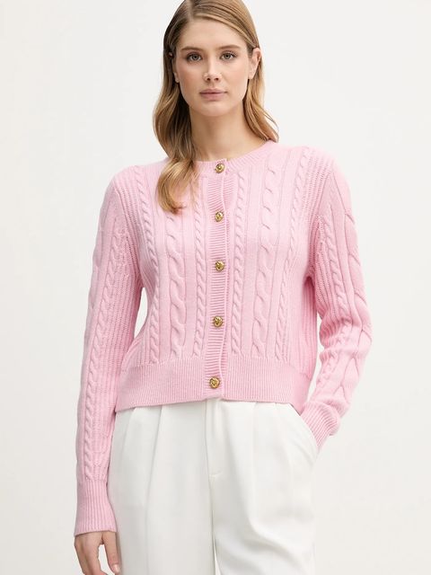 Barbour kardigan wełniany Elina damski kolor różowy LKN1732 - zdjęcie produktu nr 1