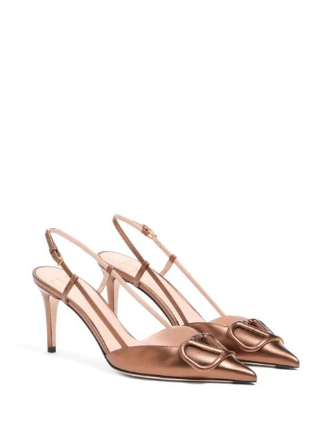 Valentino Garavani 80mm VLogo Signature slingback pumps - Brown - zdjęcie produktu nr 2