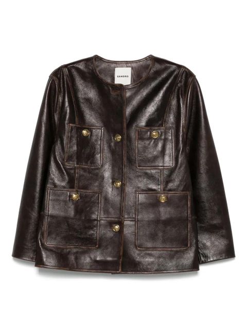 SANDRO leather jacket - Brown - zdjęcie produktu nr 1