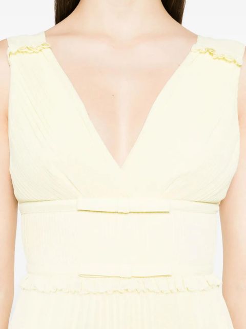 Self-Portrait georgette frill midi dress - Yellow