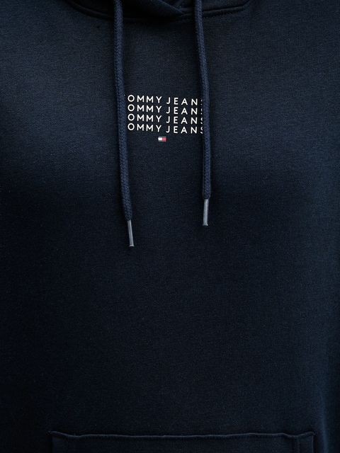 Tommy Jeans bluza damska kolor granatowy z kapturem z nadrukiem DW0DW22080