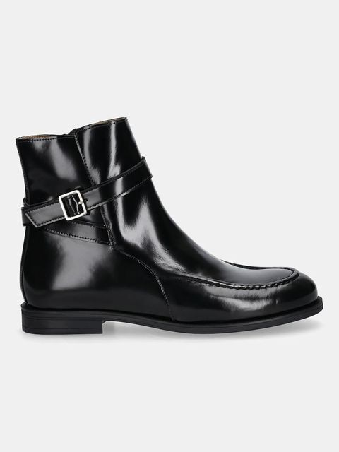 BOSS botki skórzane Lycia damskie kolor czarny na płaskim obcasie 50548582 - zdjęcie produktu nr 2