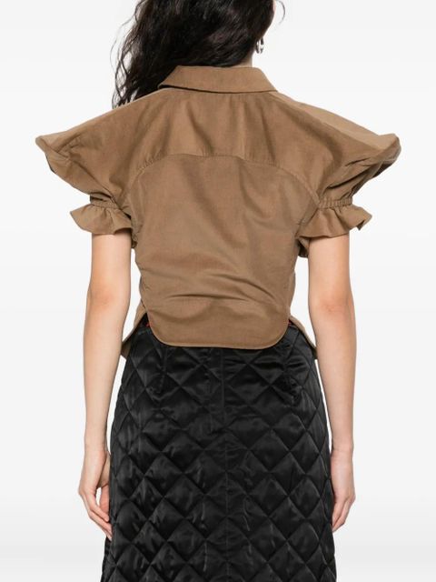Vivienne Westwood ruffled-sleeve cotton top - Brown