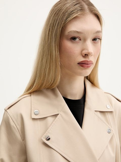 HUGO trencz damski kolor beżowy przejściowy 50542278