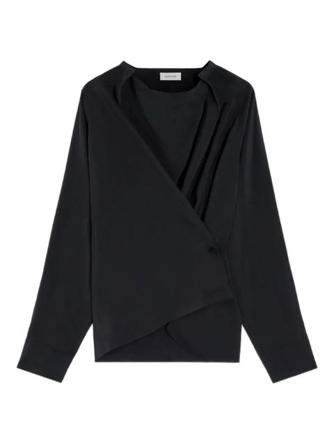 LEMAIRE pleated raglan-sleeve shirt - Black - zdjęcie produktu nr 1