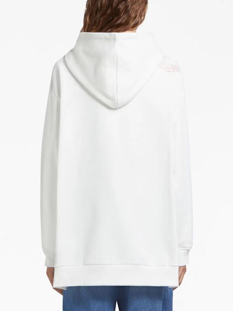 Marni rose-print cotton hoodie - White