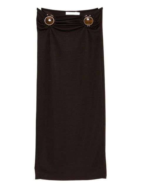 Christopher Esber mineral-stone ruched skirt - Brown