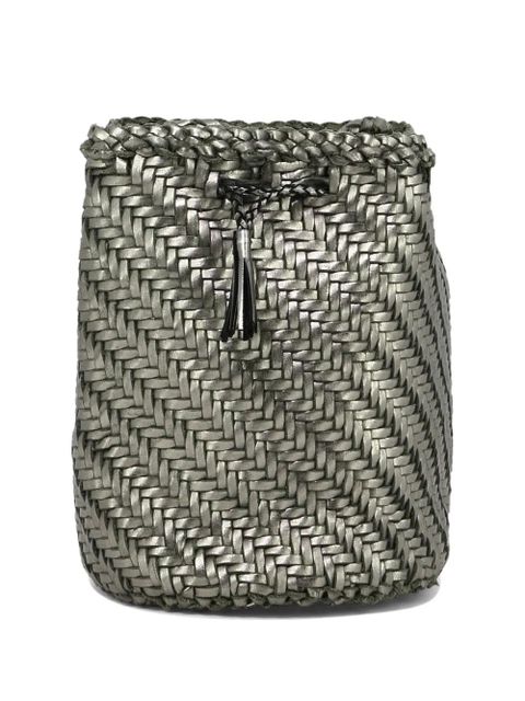 DRAGON DIFFUSION PomPom Double Jump woven-leather bucket bag - Silver - zdjęcie produktu nr 1