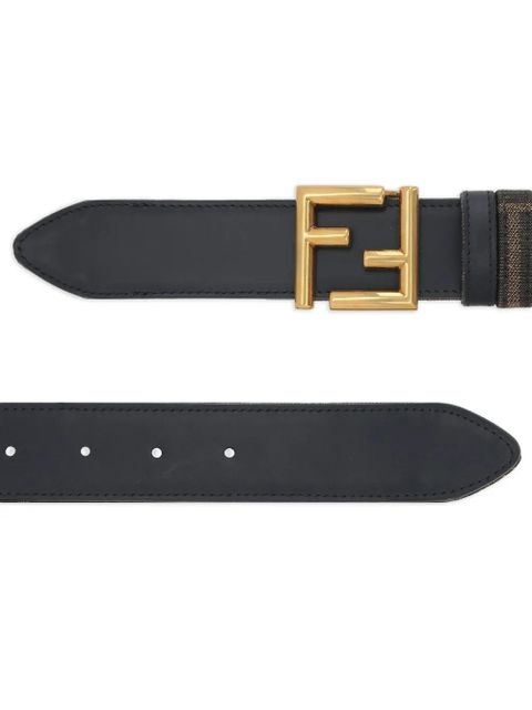 FENDI FF-logo leather belt - Black