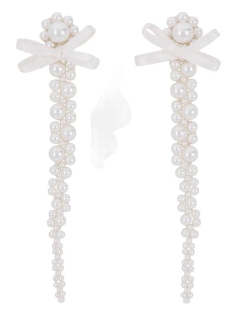 Simone Rocha pearl bow drop earrings - Neutrals