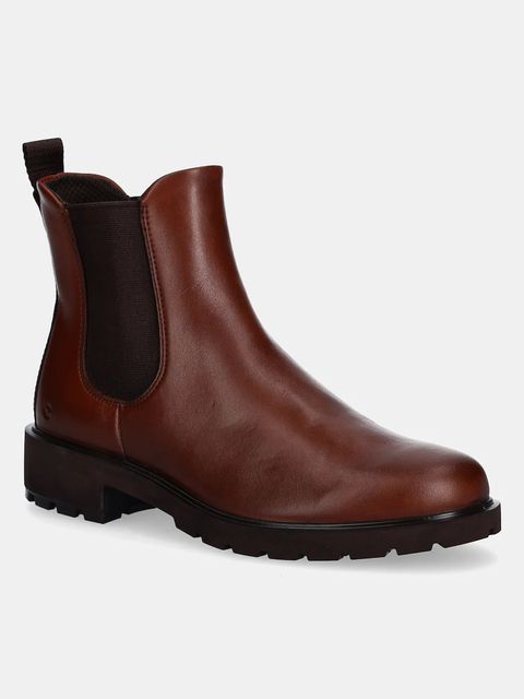 Ecco sztyblety skórzane Metro Vienna Chelsea damskie kolor brązowy na płaskim obcasie 231323-01014 - zdjęcie produktu nr 1