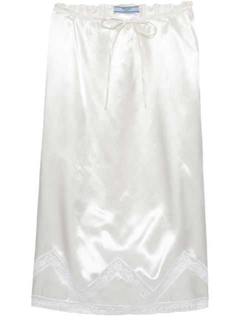 Prada embroidered satin midi skirt - White - zdjęcie produktu nr 1