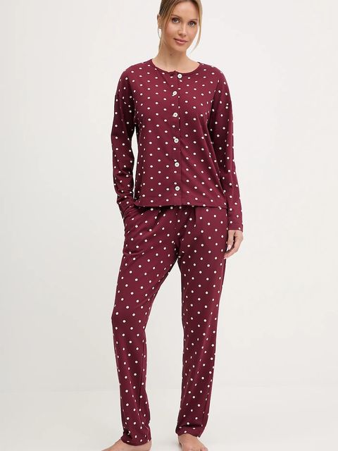 United Colors of Benetton koszula piżamowa damska kolor bordowy 3ZMB3M07R - zdjęcie produktu nr 2