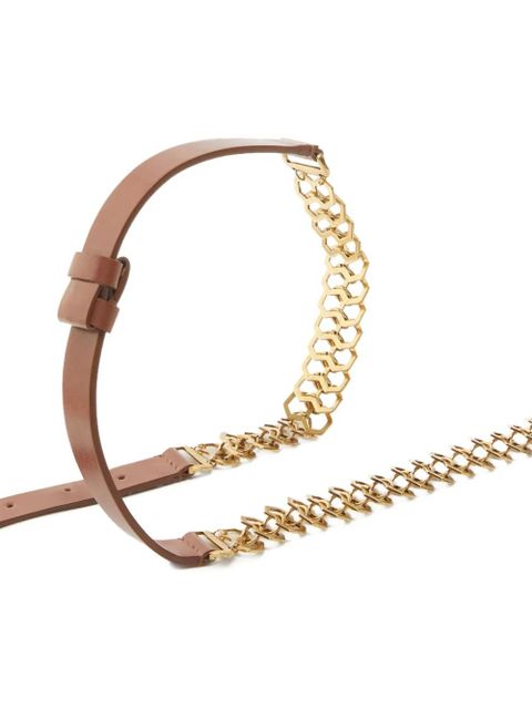 PINKO leather chain-link belt - Neutrals